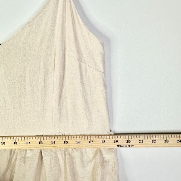 BOOHOO Dress Women 14 Beige V-neck Tiered Cotton Maxi Ruffle Layered Flounce NWT - Picture 7 of 9